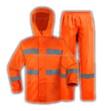 2021 PVC/ polyester rain gear hood with high visible reflective safety rain coat